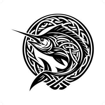 recommend clip art: Marlin fish silhouette in animal celtic knot, irish, nordic illustration
