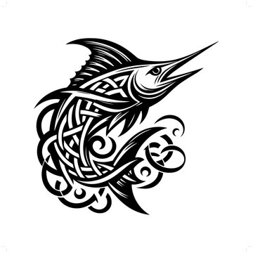 recommend clip art: Marlin fish silhouette in animal celtic knot, irish, nordic illustration