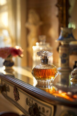 Obraz premium Elegant perfume bottle on a vanity table