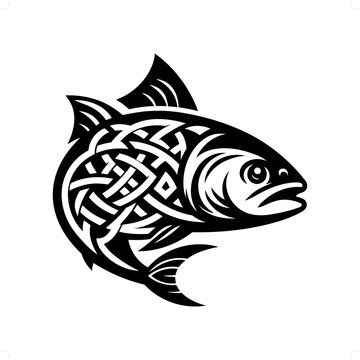 recommend clip art: piranha silhouette in animal celtic knot, irish, nordic illustration