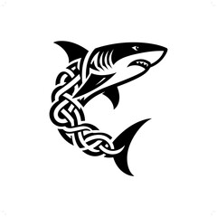 Shark silhouette in animal celtic knot, irish, nordic illustration