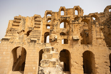 Arches in the exterior walls of the Roman amphitheatre in El Jem, Tunisia