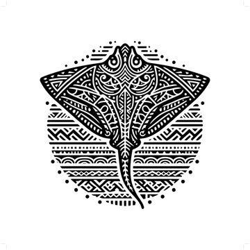 recommend clip art: Stingray silhouette in animal ethnic, polynesia tribal illustration