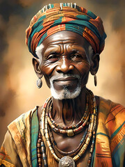 old african men, Portrait, Art, Painting, digital KI, AI, africa, old, men, black, wallart,...