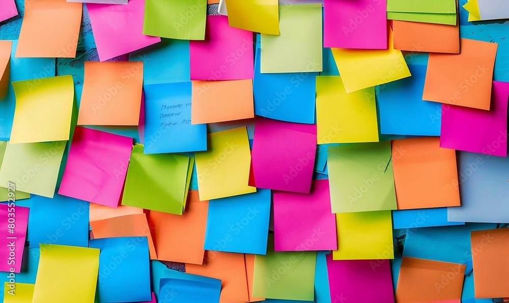 Aufkleber Management strategy brainstorming session with colorful sticky notes