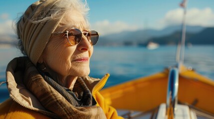 Mature Woman Enjoying boat ride