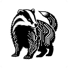Badger silhouette in animal cyberpunk, modern futuristic illustration