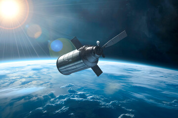 Obraz premium Spacecraft orbiting a distant exoplanet