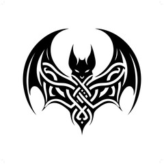 bat silhouette in animal celtic knot, irish, nordic illustration