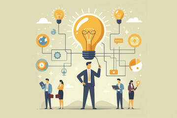 flat vector illustration, a leader who can provide motivation for employees