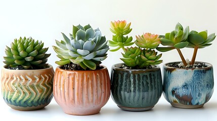 Sleek Succulent Trio: Potted Plants in Modern Pots