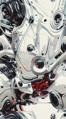 Explore the fusion of traditional oil painting techniques with digital artistry to depict the unexpected camera angle of a futuristic robotic dance performance Highlight the contra