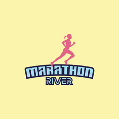 Running marathon logo vector graphic of illustration template on background
