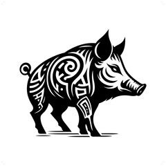 hog silhouette in animal cyberpunk, modern futuristic illustration