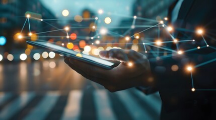 businessman with futuristic technology