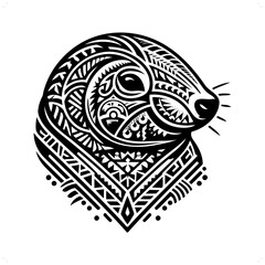 mole silhouette in animal ethnic, polynesia tribal illustration