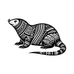 mole silhouette in animal ethnic, polynesia tribal illustration