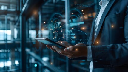 businessman with futuristic technology