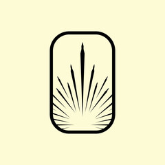 Line art frame logo burst  abstract vector graphic of illustration template on background
