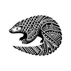 Pangolin, Armadillo silhouette in animal ethnic, polynesia tribal illustration