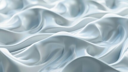 Fototapeta premium close up of a white fabric with a wave pattern. The fabric is smooth and shiny, giving it a luxurious and elegant appearance. background, wallpaper.