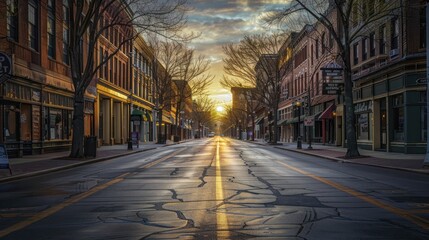 Obraz premium Deserted streets of midtown in the morning