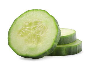 Slices of fresh cucumber isolated on white