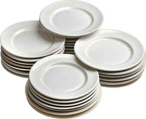 a pile of cheap plates isolated.