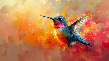 Cute hummingbird in flight