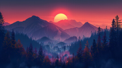 sunrise in the mountains