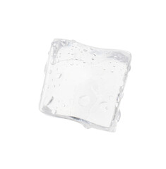 One crystal clear ice cube isolated on white