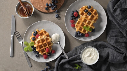 Sweet Homemade Berry Belgian Waffle