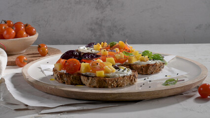 Italian bruschetta with roasted tomatoes