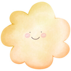 Cute sky watercolor cloud isolated on transparent background