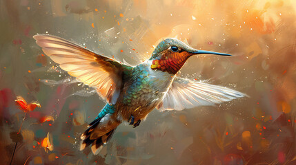 Cute hummingbird in flight