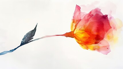 Red rose watercolor painting.