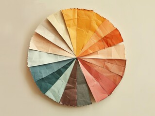 Fototapeta premium The image is a color wheel made of swatches of watercolor paper