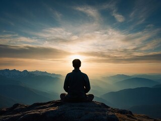 MAN ON TOP OF MOUNTAIN
