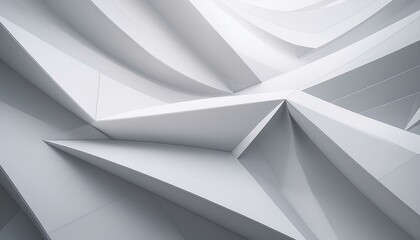 Origami-inspired paper folds creating sharp angles and shadows, in a monochromatic scheme 