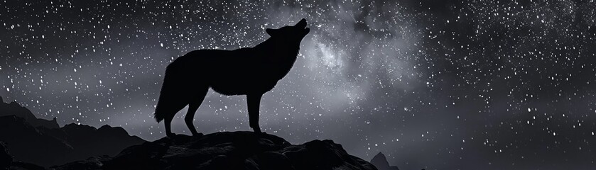 Obraz premium The wolf howls at the moon.