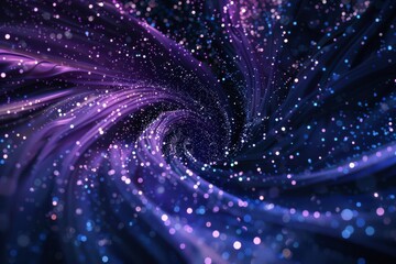 swirling purple magic with blue sparkles on black background animated 3d illustration