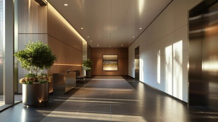 Architectural Elegance: Lobby Perspective from Elevator