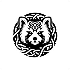 red panda silhouette in animal celtic knot, irish, nordic illustration