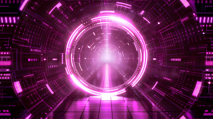 Fototapeta premium Illuminated Purple Tunnel With Lights