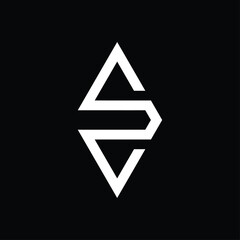 vector monogram logo design in the shape of a kite and forming the letters "e" and "s".