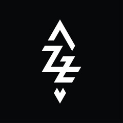 vector monogram logo design in the shape of a kite and forming the letters 