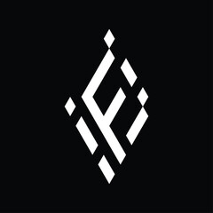 vector monogram logo design in the shape of a kite and forming the letters 