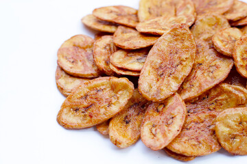 Crispy banana chips. Fruit snack