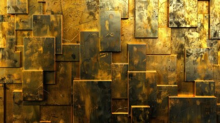 Shiny gold geometric metal texture adds elegance and sophistication, Ai Generated.