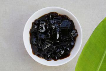 Grass jelly, herbal dessert. Mesona chinensis